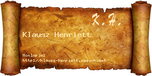 Klausz Henriett névjegykártya